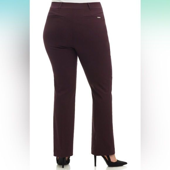 NWT Burgandy Rekucci Curvy Woman Ease into Comfort Barely Bootcut Plus Size Pant - Picture 9 of 10